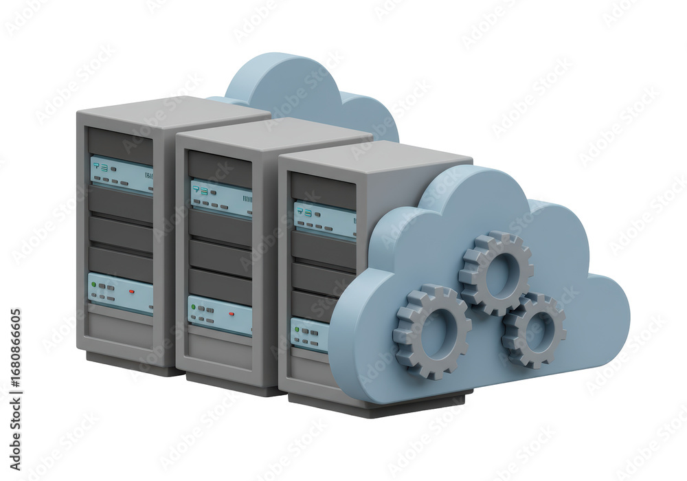Aufkleber isolated cloud computing concept showing cloud storage servers for digital data center