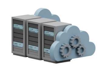 Isolated cloud computing concept showing cloud storage servers for digital data center