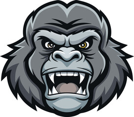 Gorilla head mascot icon in vector style, featuring a bold and expressive design suitable for branding or sports teams