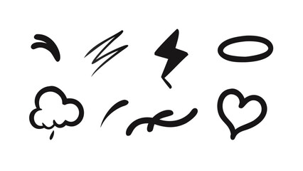 Comic Doodle Elements shapes expression