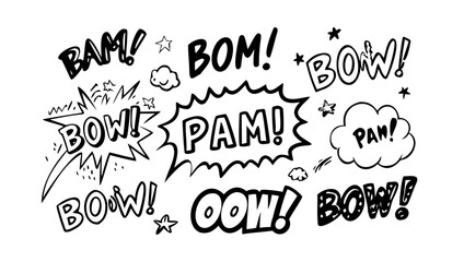 Comic Style Doodle Speech Bubbles hand drawn text box