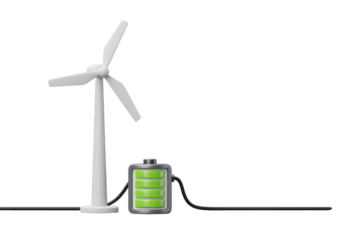 Isolated full battery charging with wind turbine electricity for energy storage concept