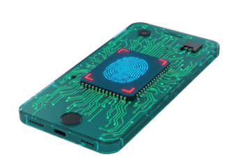 Isolated advanced technology smartphone, fingerprint sensor, transparent electronics device