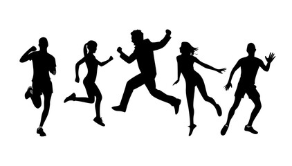 Diverse Couple Dancing silhouette black