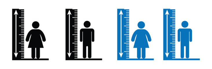 Body Height Measurement Icon Collection – Ruler Scale, Growth Chart, and Health Vector Design