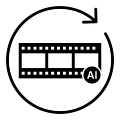 AI video strip frame glyph icon