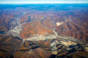 Aerial view. The mining town of Dalnegorsk from above.
