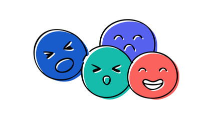 Group of expressive cartoon faces emoji emotions