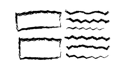 Hand drawn brush stroke frames with wavy edges artistic