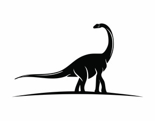 Brachiosaurus Dinosaur Animal Vector Logo in Black and White, Clean Minimalist Design, Ideal for Wildlife Branding, Nature Illustration, and Distinct Animal Identity
