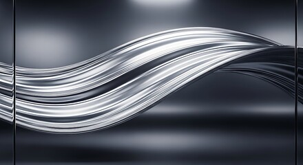 Abstract Silver Metallic Wave Design.