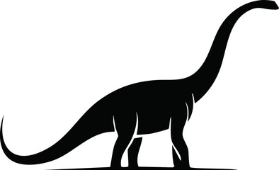 Brachiosaurus Dinosaur Animal Vector Logo in Black and White, Minimalist and Simple Design, Perfect for Wildlife Branding, Nature Illustration, and Unique Animal Identity
