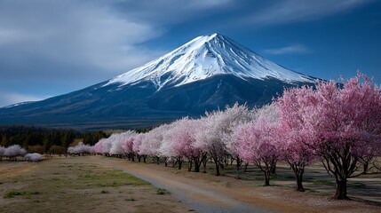 Fototapeta premium Mountain and cherry blossoms
