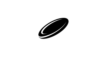 A minimalistic black and white illustration of an oval disc with a thin outline on a white background