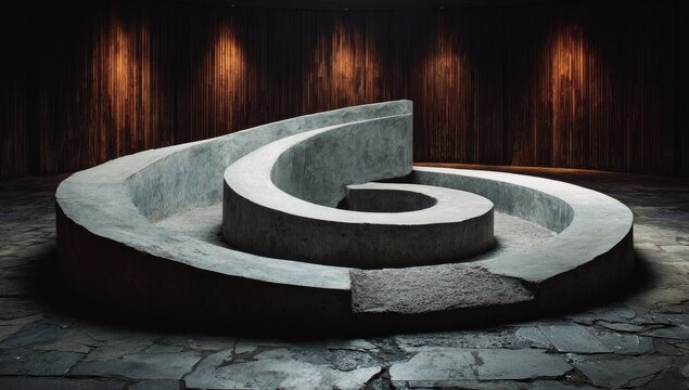 Abstract concrete spiral seating