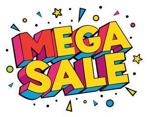 Obraz premium 3d Mega sale Vector Illustration isolated on white background