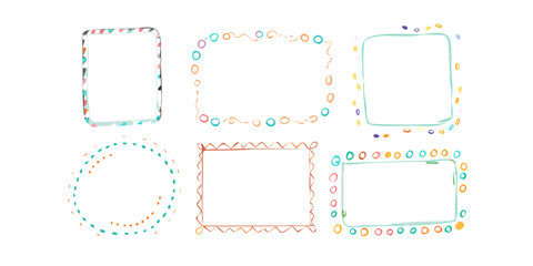 Pastel doodle frames with playful borders doodles
