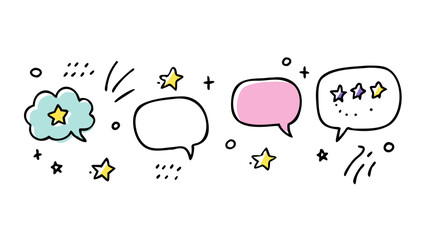 Playful speech bubbles and stars thought bubble yellow star