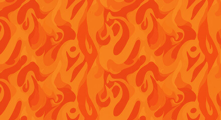 An abstract seamless pattern featuring swirling shapes in shades of orange and yellow colors palette