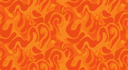 Abstract orange and yellow pattern featuring swirling shapes resembling flames or smoke design element