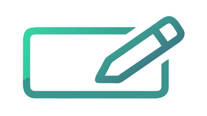 Teal edit pencil on white writing drawing