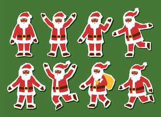 A set of Santa Clauses in various poses. Christmas concept.	Vector flat cliparts.
