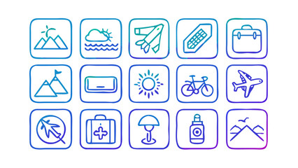 Travel and leisure icons vacation transport
