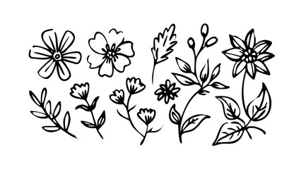 Whimsical floral and leaf doodle leaves cartoon