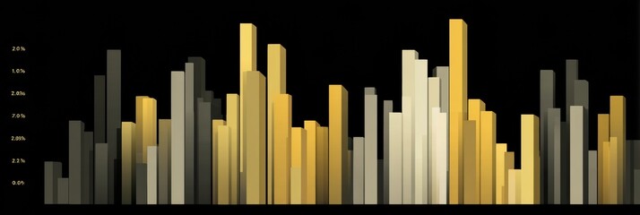 Obraz premium Colorful Bar Chart Displaying Data Trends With Vertical Columns in Varying Heights and Shades of Black, Gold, and White