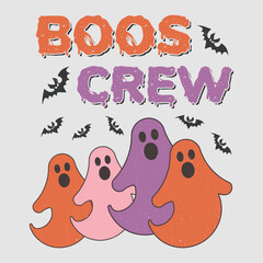 Boos Crew Halloween T-Shirt Sublimation Design Vector Graphic.