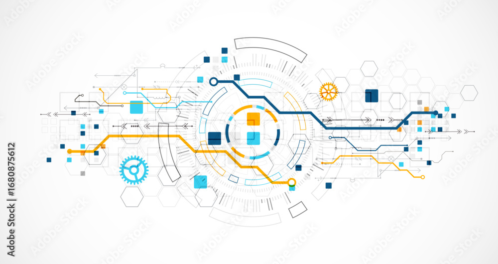 Poster abstract background. scientific and technological concept with the use of technical elements formed 