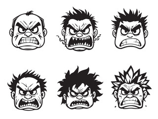 angry face vector line art 