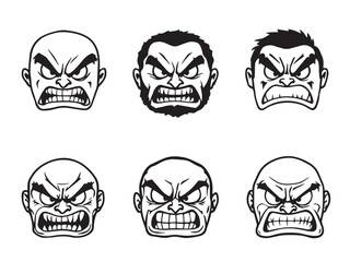 angry face vector line art 