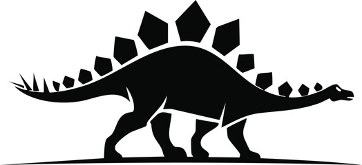 Stegosaurus Dinosaur Animal Vector Logo in Black and White, Minimalist and Simple Design, Perfect for Wildlife Branding, Nature Illustration, and Unique Animal Identity
