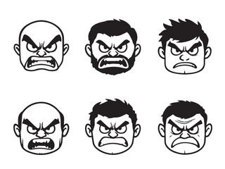 angry face vector line art 