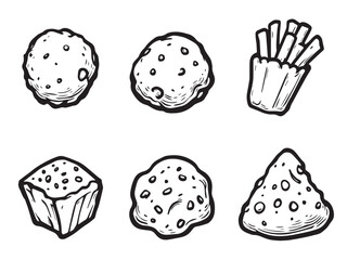 Cheese puffs vector line art 