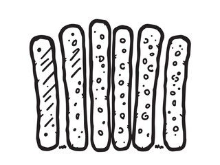 Cheesy breadsticks vector line art 