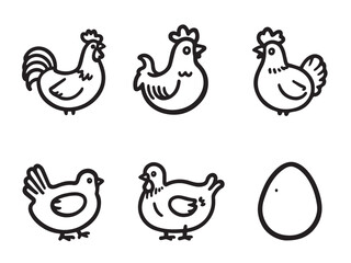 Chicken vector line art 