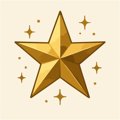 Obraz premium Golden Star Illustration With Sparkling Elements on a Beige Background