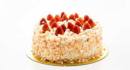 Delicious Strawberry Shortcake with Whipped Cream and Almonds