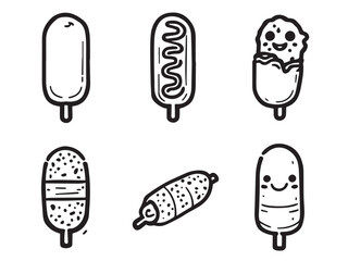 Corn dog line art illustration