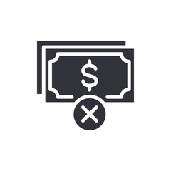 Financial Transaction Denied With Monetary Bills Depicting Cancelled Expense Symbol