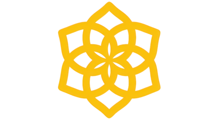 Golden Geometric Starburst Pattern on Transparent Background