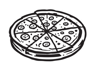Deep dish pizza line art illustration