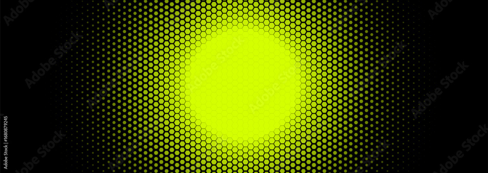 Aufkleber hexagon background glowing honeycomb pattern in yellow black colors for ai, tech digital forum and c