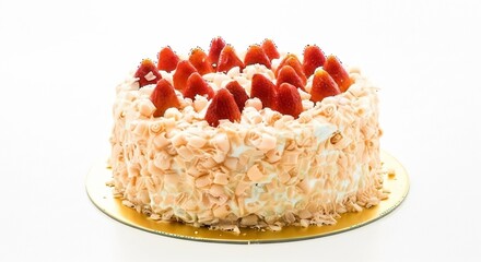 Delicious Strawberry Shortcake with Whipped Cream and Almonds
