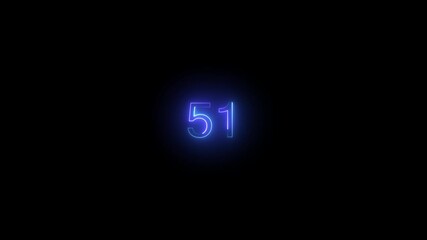 Neon 51 text, Educational concept , 51 number, promote advertising concept isolate using QuickTime black background 4k animation ,it is ready for education and able to use