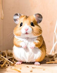 A charming, digital illustration of a hamster, showcasing a delightful expression and soft, warm colors.