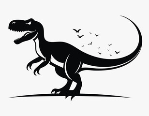 Velociraptor Dinosaur Animal Vector Logo in Black and White, Minimalist and Simple Design, Perfect for Wildlife Branding, Nature Illustration, and Unique Animal Identity
