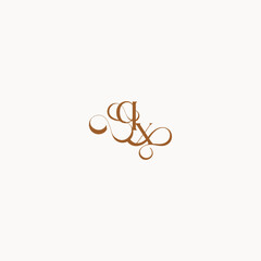 XQ letter luxury minimalist logo design wedding initial concept caligraphic style monogram
